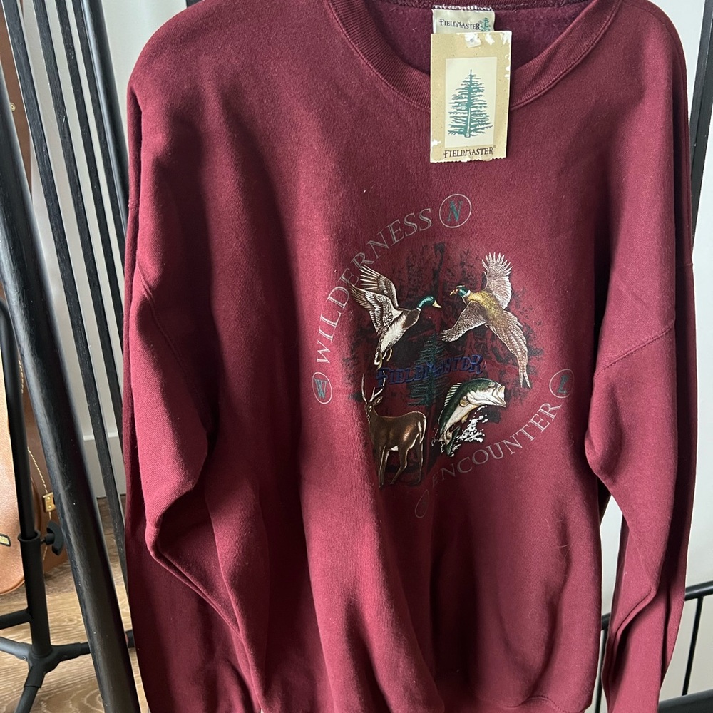 Wilderness Encounter Burgundy Crewneck Sweater